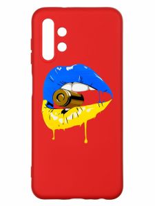 Матовий червоний чохол на Samsung A13 4G :: Губи і патрон (принт 264)