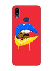 Матовий червоний чохол на Samsung Galaxy A10s (A107) :: Губи і патрон (принт 264)