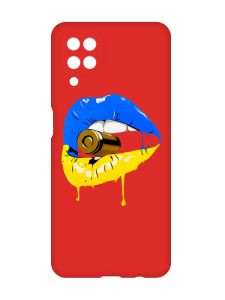 Матовий червоний чохол на Samsung Galaxy A12 :: Губи і патрон (принт 264)