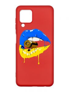 Матовий червоний чохол на Samsung Galaxy A22 4G/M32/M22 :: Губи і патрон (принт 264)