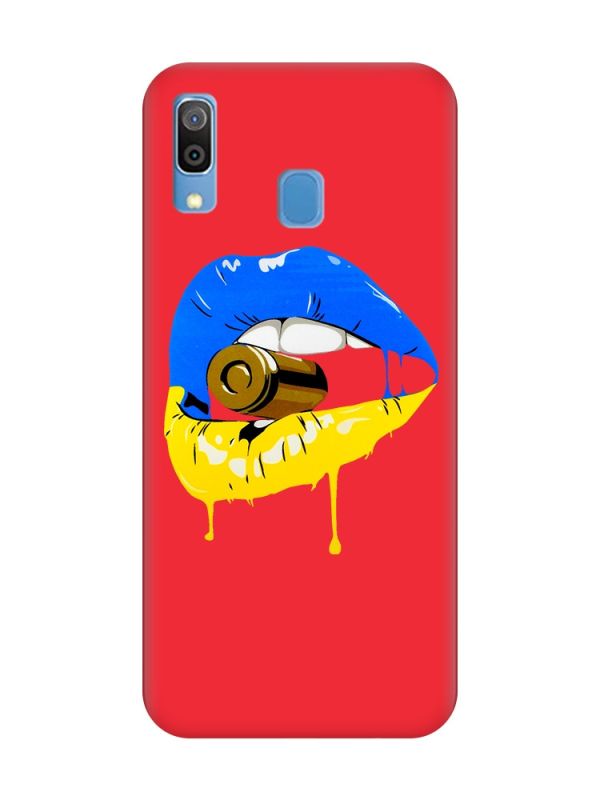 Матовий червоний чохол на Samsung Galaxy A30 (2019) / A20 (2019) :: Губи і патрон (принт 264)
