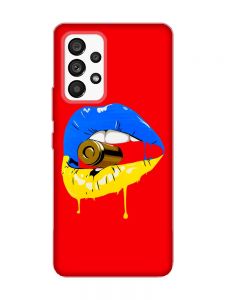 Матовий червоний чохол на Samsung Galaxy A53 4G/5G :: Губи і патрон (принт 264)