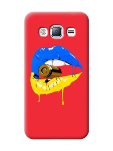 Матовий червоний чохол на Samsung Galaxy J3 / J310 :: Губи і патрон (принт 264)