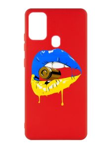 Матовий червоний чохол на Samsung Galaxy M30s/M21 :: Губи і патрон (принт 264)