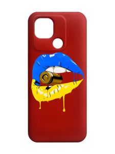 Матовий червоний чохол на Xiaomi Redmi 10C :: Губи і патрон (принт 264)