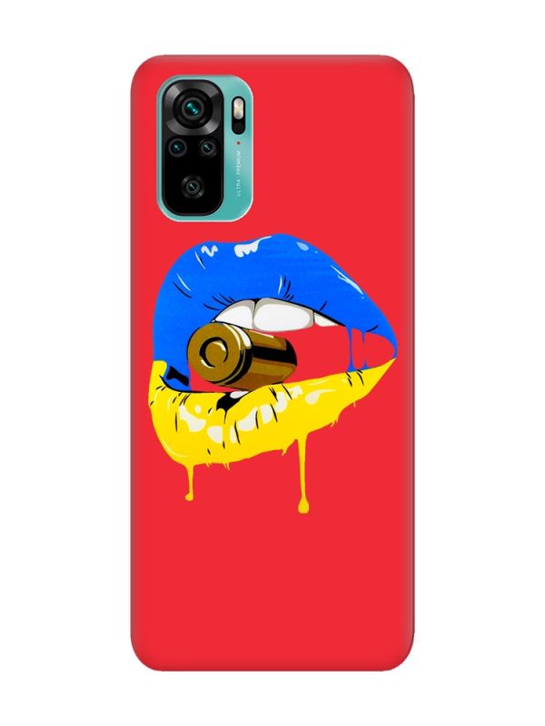 Матовий червоний чохол на Xiaomi Redmi Note 10 / Note 10s :: Губи і патрон (принт 264)