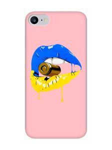 Матовий рожевий чохол на iPhone 7 / 8 :: Губи і патрон (принт 264)