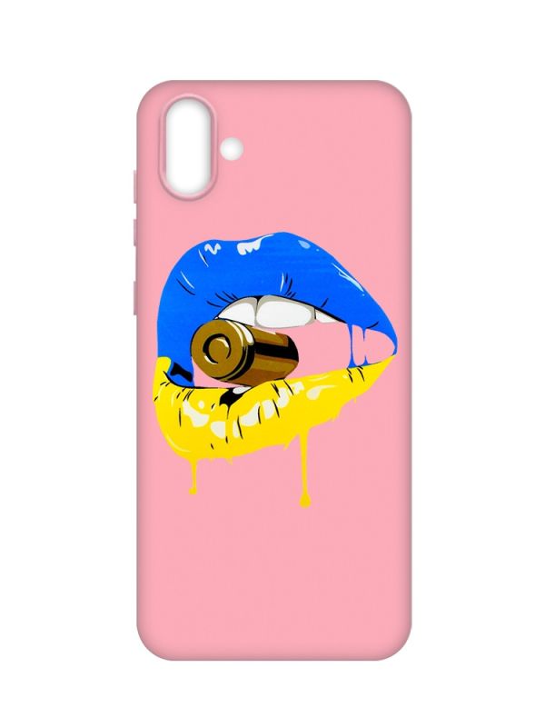 Матовий рожевий чохол на Samsung Galaxy A04 :: Губи і патрон (принт 264)