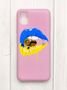 Матовий рожевий чохол на Samsung Galaxy A04E/A042 :: Губи і патрон (принт 264)