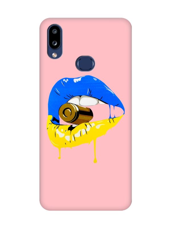 Матовий рожевий чохол на Samsung Galaxy A10s (A107) :: Губи і патрон (принт 264)