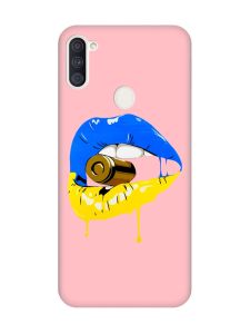 Матовий рожевий чохол на Samsung Galaxy A11 :: Губи і патрон (принт 264)