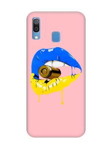 Матовий рожевий чохол на Samsung Galaxy A30 (2019) / A20 (2019) :: Губи і патрон (принт 264)