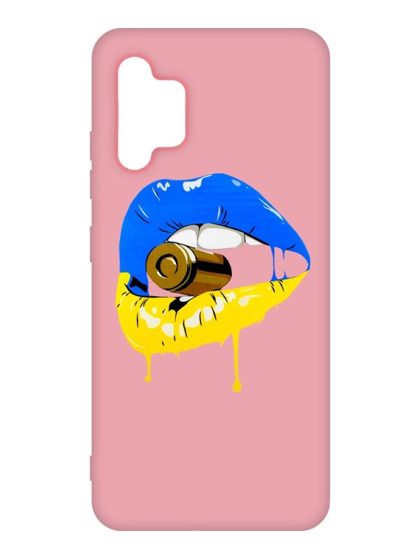 Матовий рожевий чохол на Samsung Galaxy A32 :: Губи і патрон (принт 264)