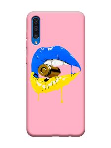 Матовий рожевий чохол на Samsung Galaxy A50 (2019) A505 :: Губи і патрон (принт 264)