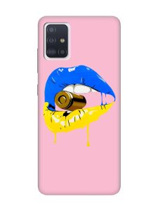 Матовий рожевий чохол на Samsung Galaxy A71 / A715 :: Губи і патрон (принт 264)