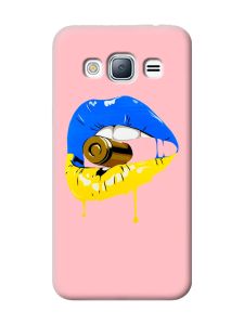Матовий рожевий чохол на Samsung Galaxy J3 / J310 :: Губи і патрон (принт 264)