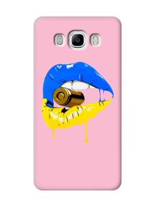 Матовий рожевий чохол на Samsung Galaxy J7(2016) J710 :: Губи і патрон (принт 264)