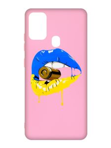 Матовий рожевий чохол на Samsung Galaxy M30s/M21 :: Губи і патрон (принт 264)
