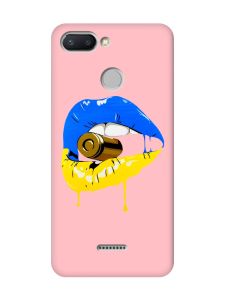 Матовий рожевий чохол на Xiaomi Redmi 6 :: Губи і патрон (принт 264)