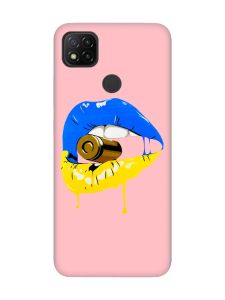 Матовий рожевий чохол на Xiaomi Redmi 9C/10A :: Губи і патрон (принт 264)
