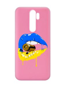 Матовий рожевий чохол на Xiaomi Redmi Note 8 Pro :: Губи і патрон (принт 264)