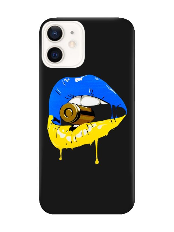 Матовий чорний чохол на Apple iPhone 12 / 12 Pro (6.1) :: Губи і патрон (принт 264)