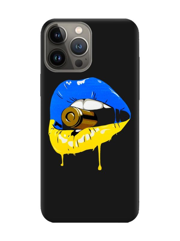 Матовий чорний чохол на Apple iPhone 13 Pro :: Губи і патрон (принт 264)
