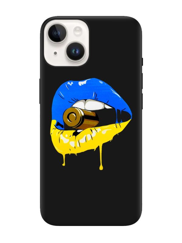 Матовий чорний чохол на Apple iPhone 14 :: Губи і патрон (принт 264)