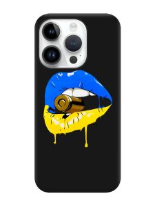 Матовий чорний чохол на Apple iPhone 14 Pro :: Губи і патрон (принт 264)