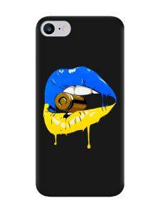 Матовий чорний чохол на iPhone 7 / 8 :: Губи і патрон (принт 264)