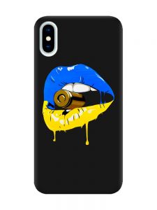 Матовий чорний чохол на iPhone X / Xs :: Губи і патрон (принт 264)