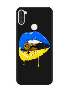 Матовий чорний чохол на Samsung Galaxy A11 :: Губи і патрон (принт 264)