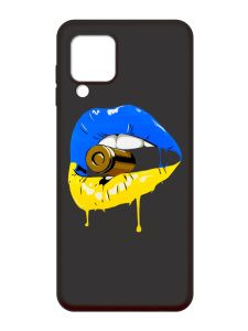Матовий чорний чохол на Samsung Galaxy A22 4G/M32/M22 :: Губи і патрон (принт 264)
