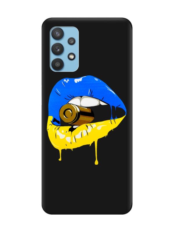 Матовий чорний чохол на Samsung Galaxy A32 :: Губи і патрон (принт 264)