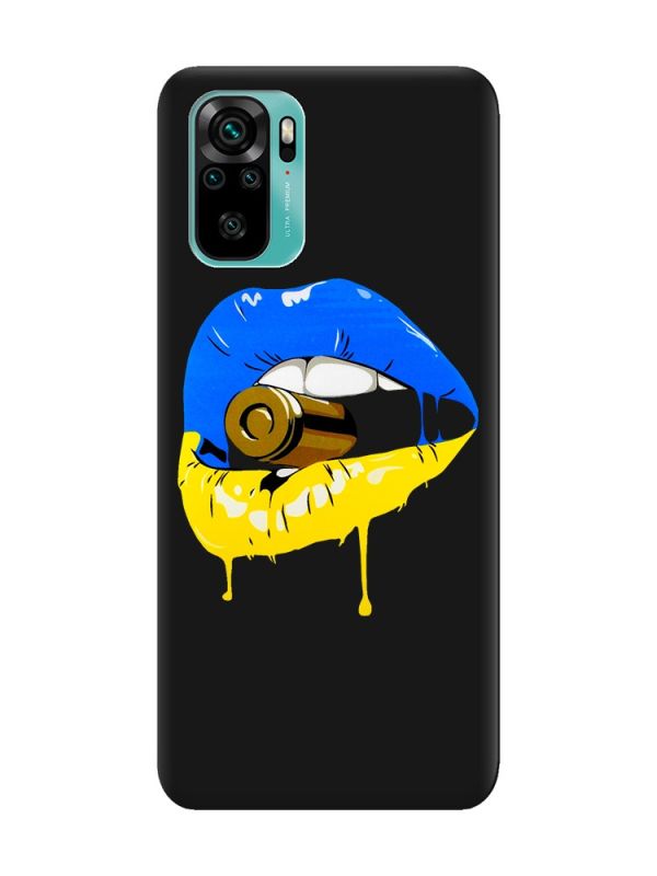 Матовий чорний чохол на Xiaomi Redmi Note 10 / Note 10s :: Губи і патрон (принт 264)