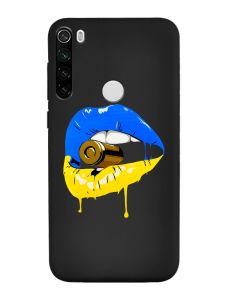 Матовий чорний чохол на Xiaomi Redmi Note 8T :: Губи і патрон (принт 264)