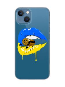 Прозорий чохол на Apple iPhone 13 :: Губи і патрон (принт 264)