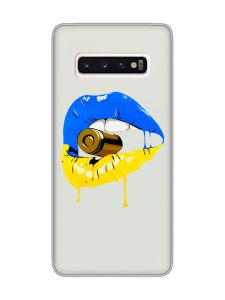 Прозорий чохол на Samsung Galaxy S10 :: Губи і патрон (принт 264)