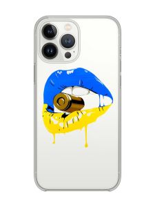 Прозорий чохол із захистом камери на iPhone 14 Pro :: Губи і патрон (принт 264)