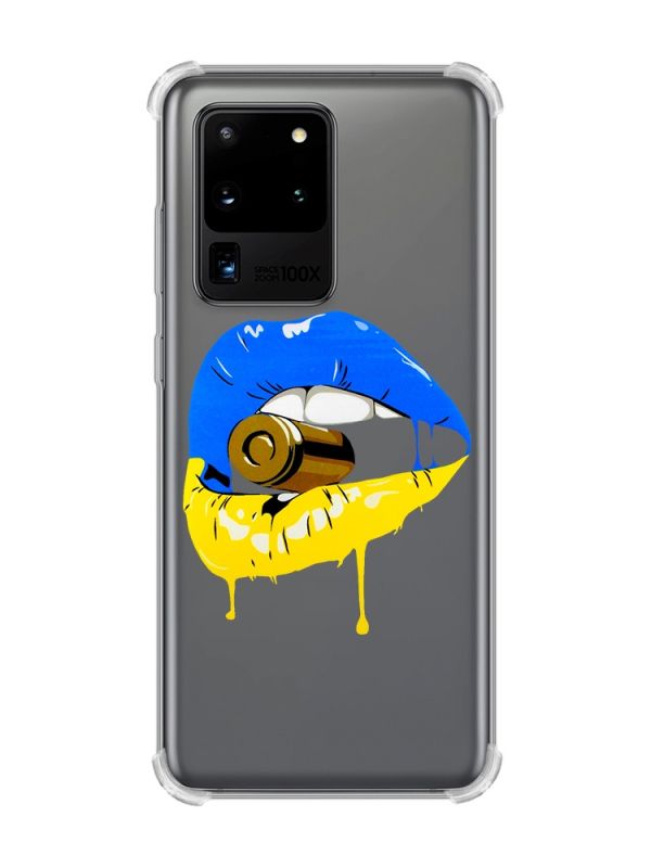 Чохол з потовщеними кутами на Samsung Galaxy S20 Ultra :: Губи і патрон (принт 264)