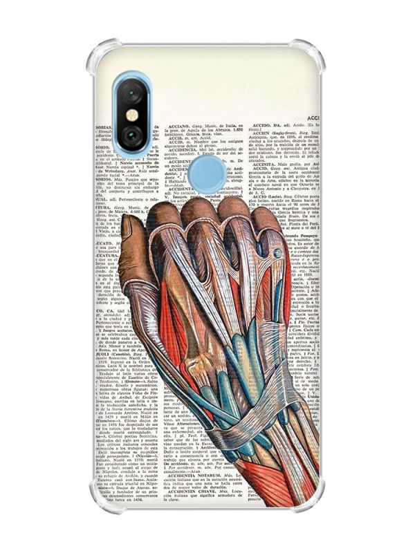 Чохол з потовщеними кутами на Xiaomi Redmi Note 6 Pro :: Анатомія руки (принт 298)