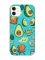 Матовий бірюзовий чохол на Apple iPhone 11 (6.1) :: Милі авокадо каваї (принт 305)