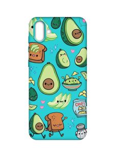 Матовий бірюзовий чохол на Samsung Galaxy A04 :: Милі авокадо каваї (принт 305)