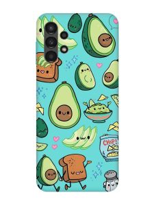 Матовий бірюзовий чохол на Samsung Galaxy A13 4G :: Милі авокадо каваї (принт 305)