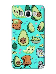 Матовий бірюзовий чохол на Samsung Galaxy J7(2016) J710 :: Милі авокадо каваї (принт 305)