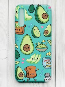 Матовий бірюзовий чохол на Samsung Galaxy А50 (2019) А505F :: Милі авокадо каваї (принт 305)