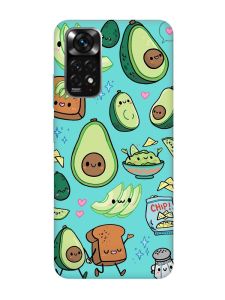 Матовий бірюзовий чохол на Xiaomi Redmi Note 11 :: Милі авокадо каваї (принт 305)