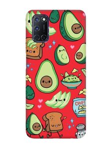 Матовий червоний чохол на Oppo A52/ A72/ A92 :: Милі авокадо каваї (принт 305)