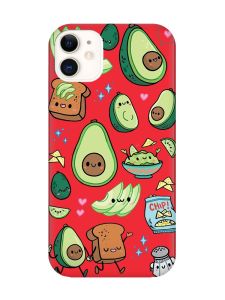 Матовий червоний чохол на Apple iPhone 11 (6.1) :: Милі авокадо каваї (принт 305)