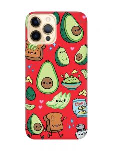 Матовий червоний чохол на Apple iPhone 12 Pro Max :: Милі авокадо каваї (принт 305)